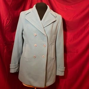 Teal colored, Double breasted, wool blend coat